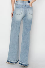 Raw Hem High Rise Wide Leg Jeans Risen   