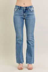 Mid Rise Wash Destroy Hem Bootcut Jeans With Plus Size Judy Blue