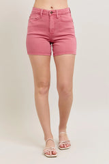 Pink Back Pocket Embroidery Shorts Judy Blue
