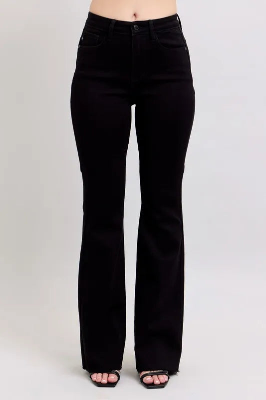 High Waist Star Seam Detail Flare Plus Size Judy Blue BK 0(24)