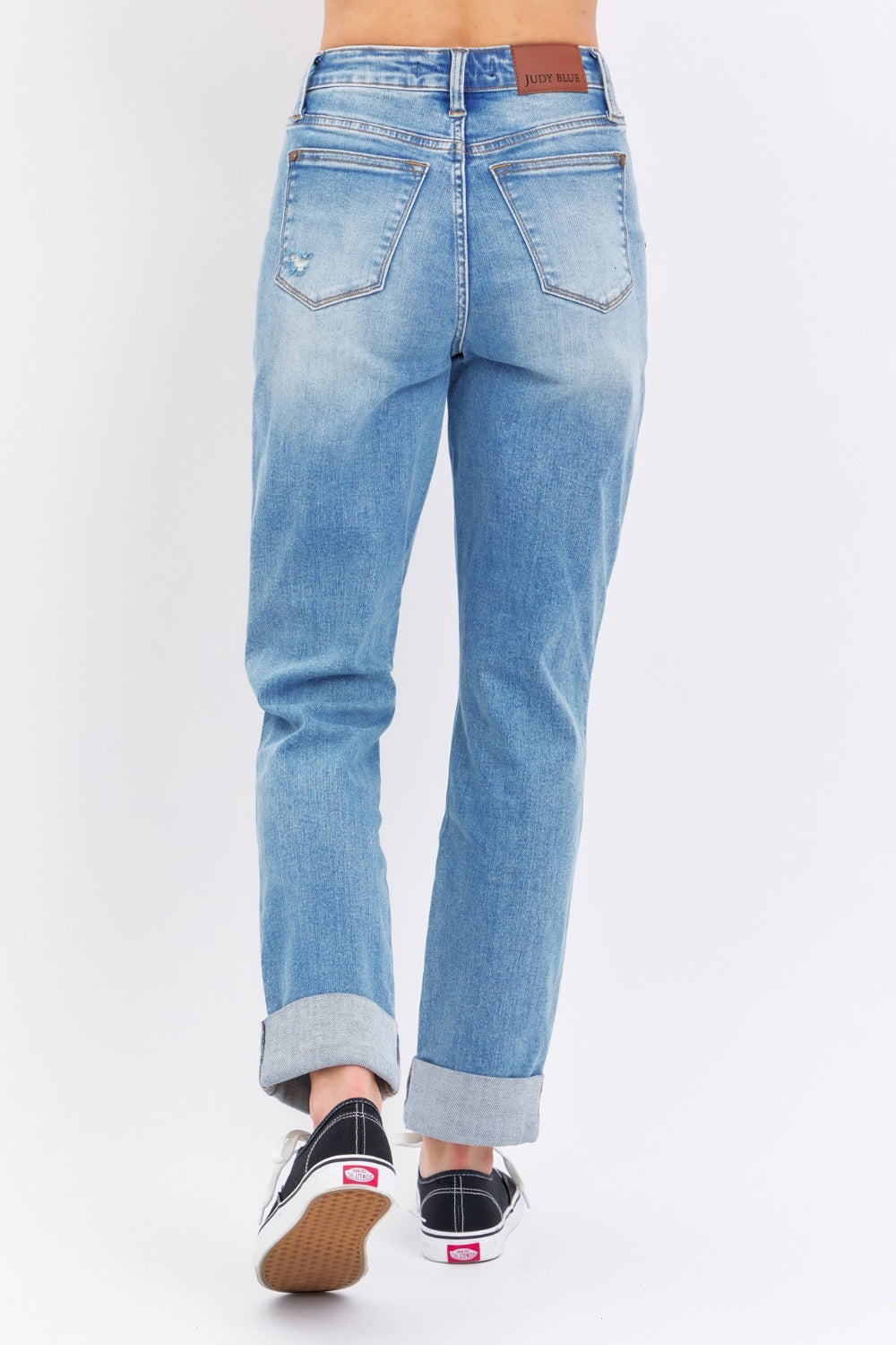 Distressed Straight Jeans with Patch Pockets Judy Blue   