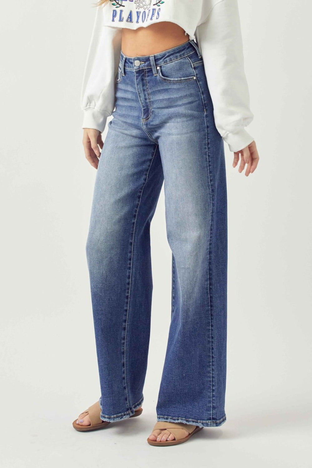 High Rise Wide Leg Jeans Risen   