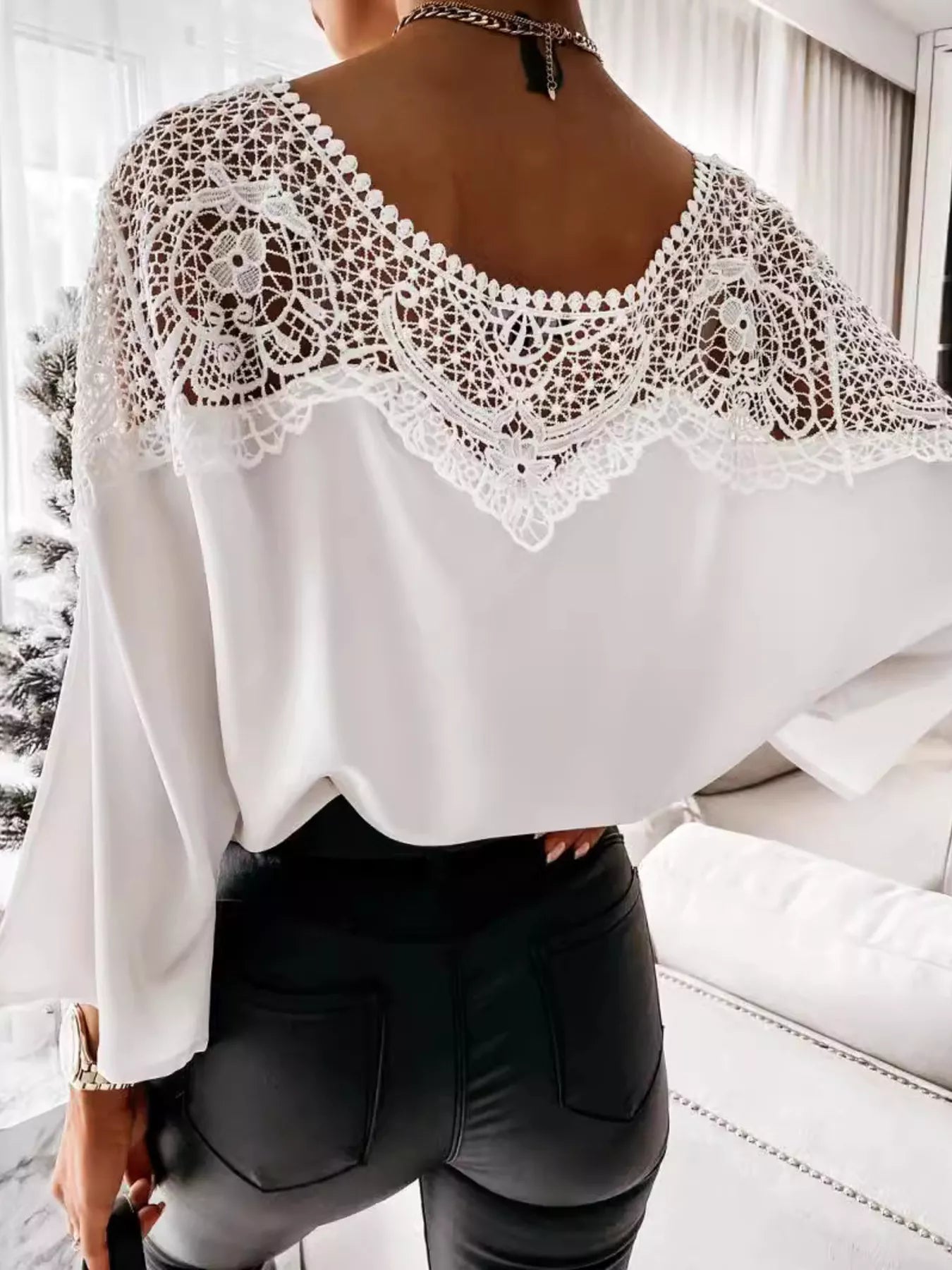 Lace Trim Long Sleeve Blouse Simmer & Fay
