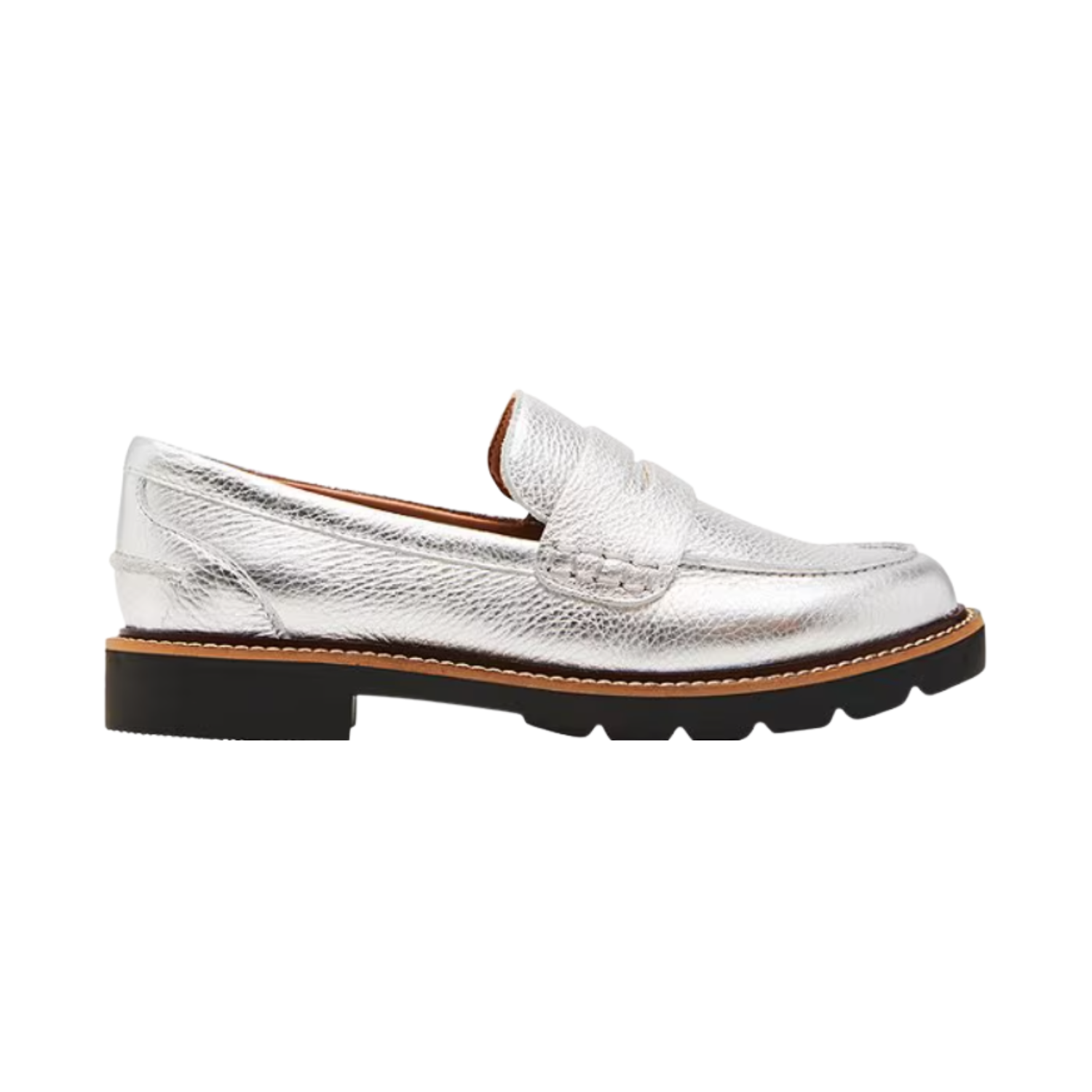 Blondo Lugged Waterproof Penny Loafer in Silver Metallic SALE