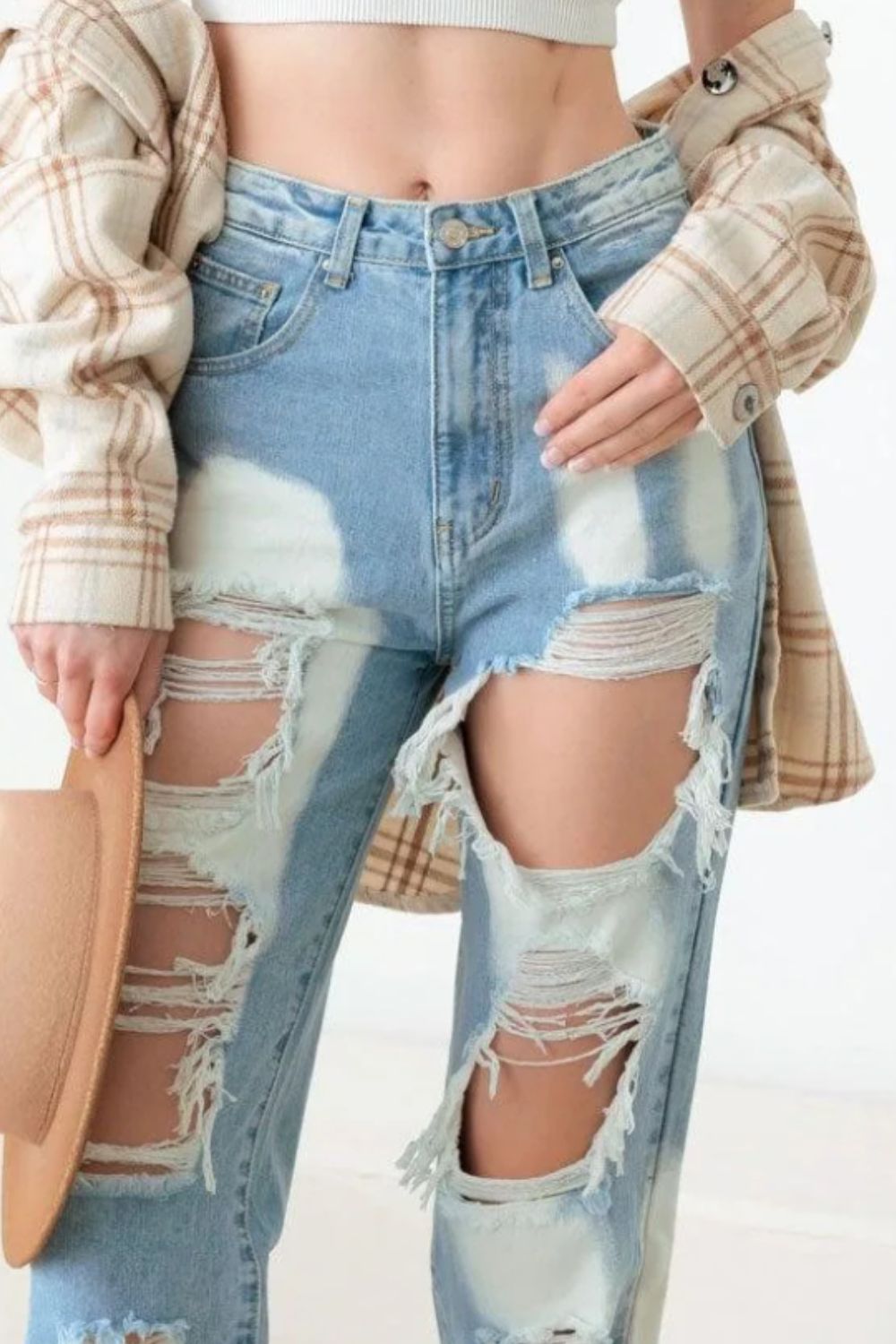 Frayed Cut Distressed Jeans Litz LA   