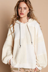 Exposed Seam Hooded Knit Top POL   