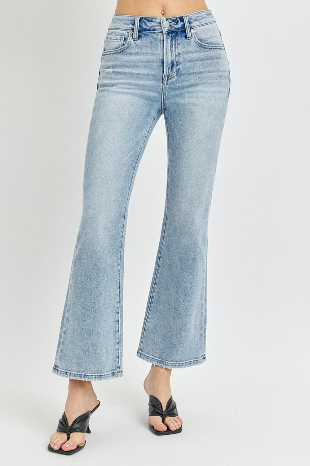 High Rise Ankle Flare Jeans Risen   