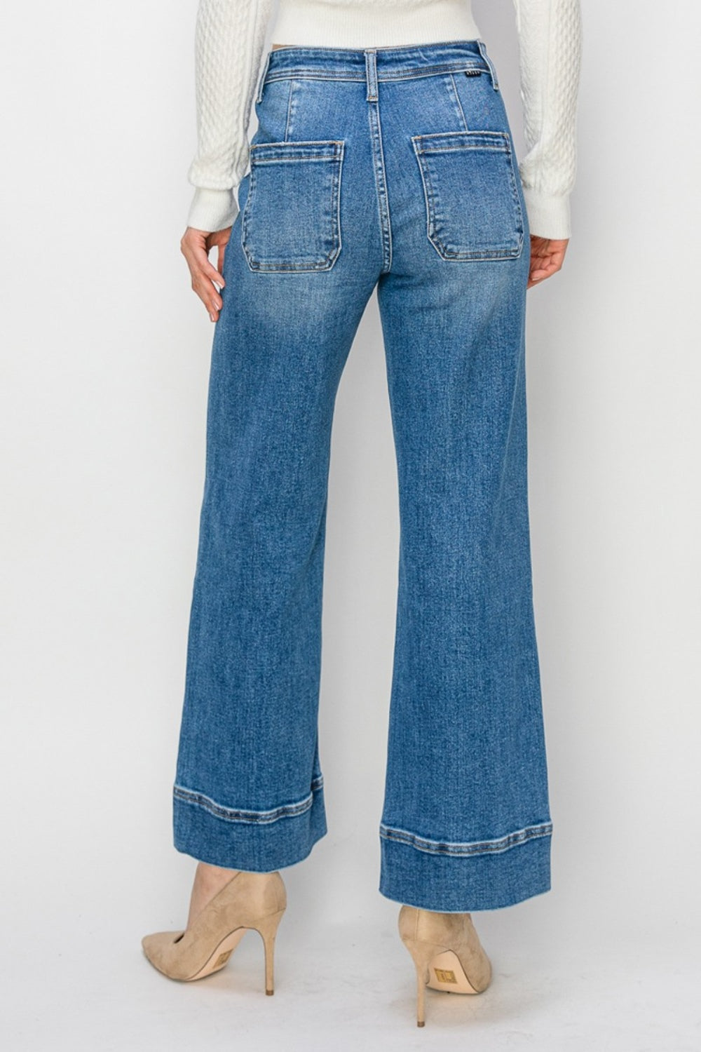 Full Size High Rise Wide Leg Jeans Risen   