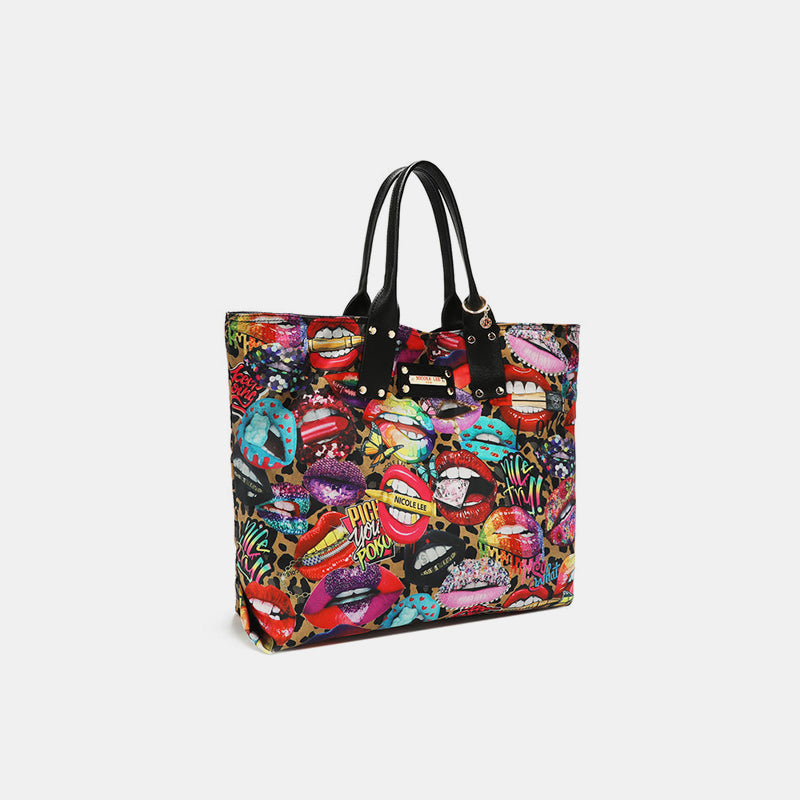 Reversible Print & Solid Handbag Nicole Lee USA   