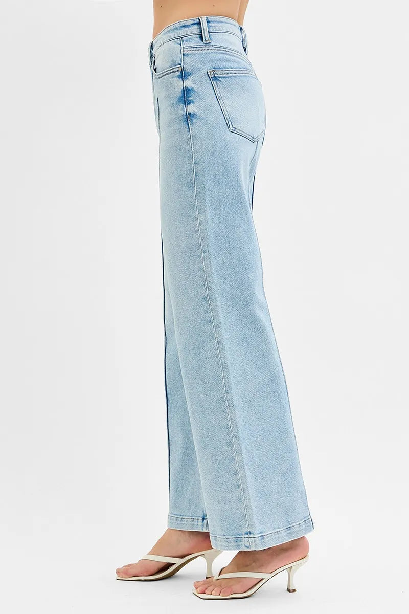 High Waist Wide Leg Pintuck Detailed Plus Size Risen
