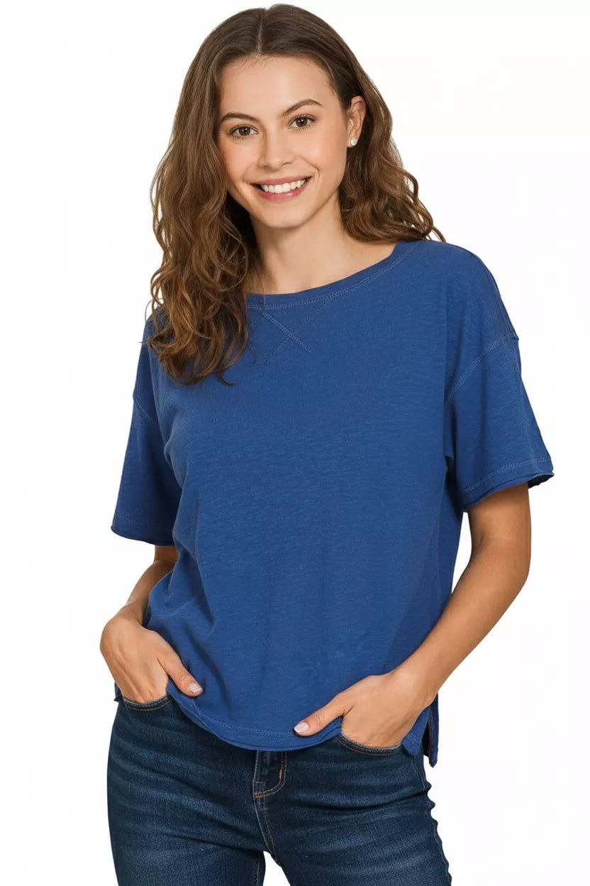 Cotton Slub Short Sleeve Tee ZENANA