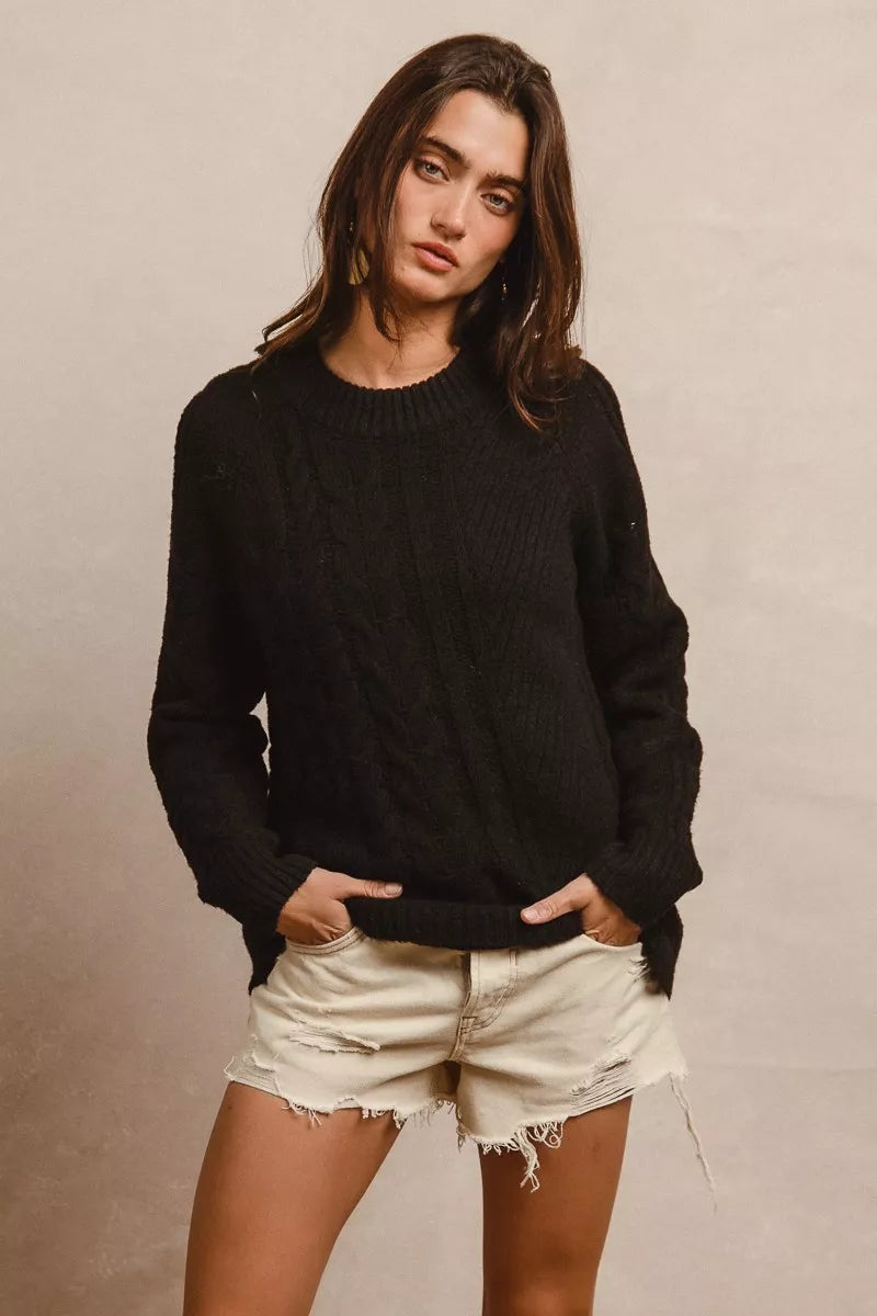 Twist Knitted Open Shoulder Sweater BiBi