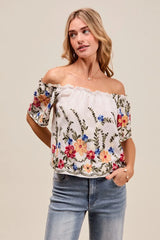Floral Embroidered Two Way Off The Shoulder Blouse So Me