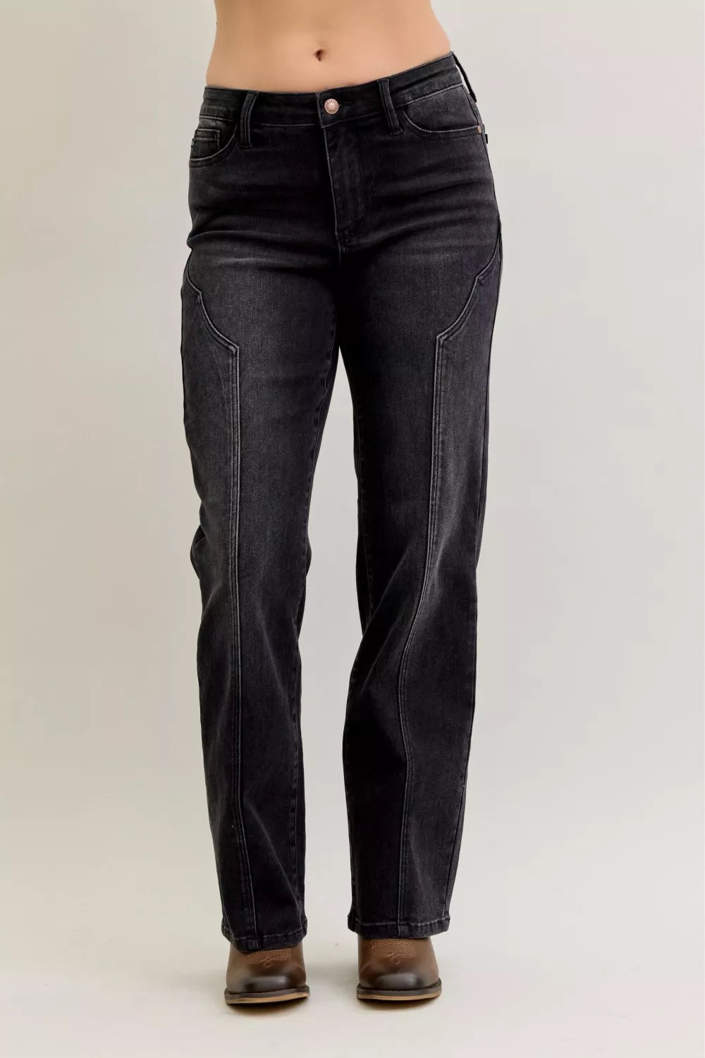 Mid Rise Straight Western Seam Detail Jeans Judy Blue