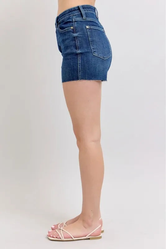 High Waist Criss-Cross Waistband Denim Shorts Judy Blue