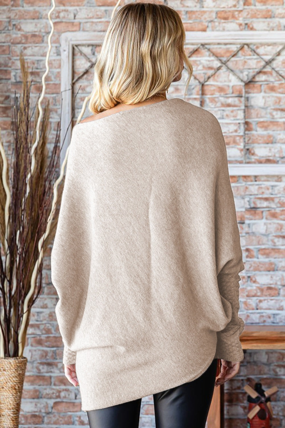 Asymmetrical Hem Dolman Sleeve Sweater First Love   