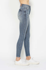 Tummy Control Contrast Wash Skinny Jeans Judy Blue   