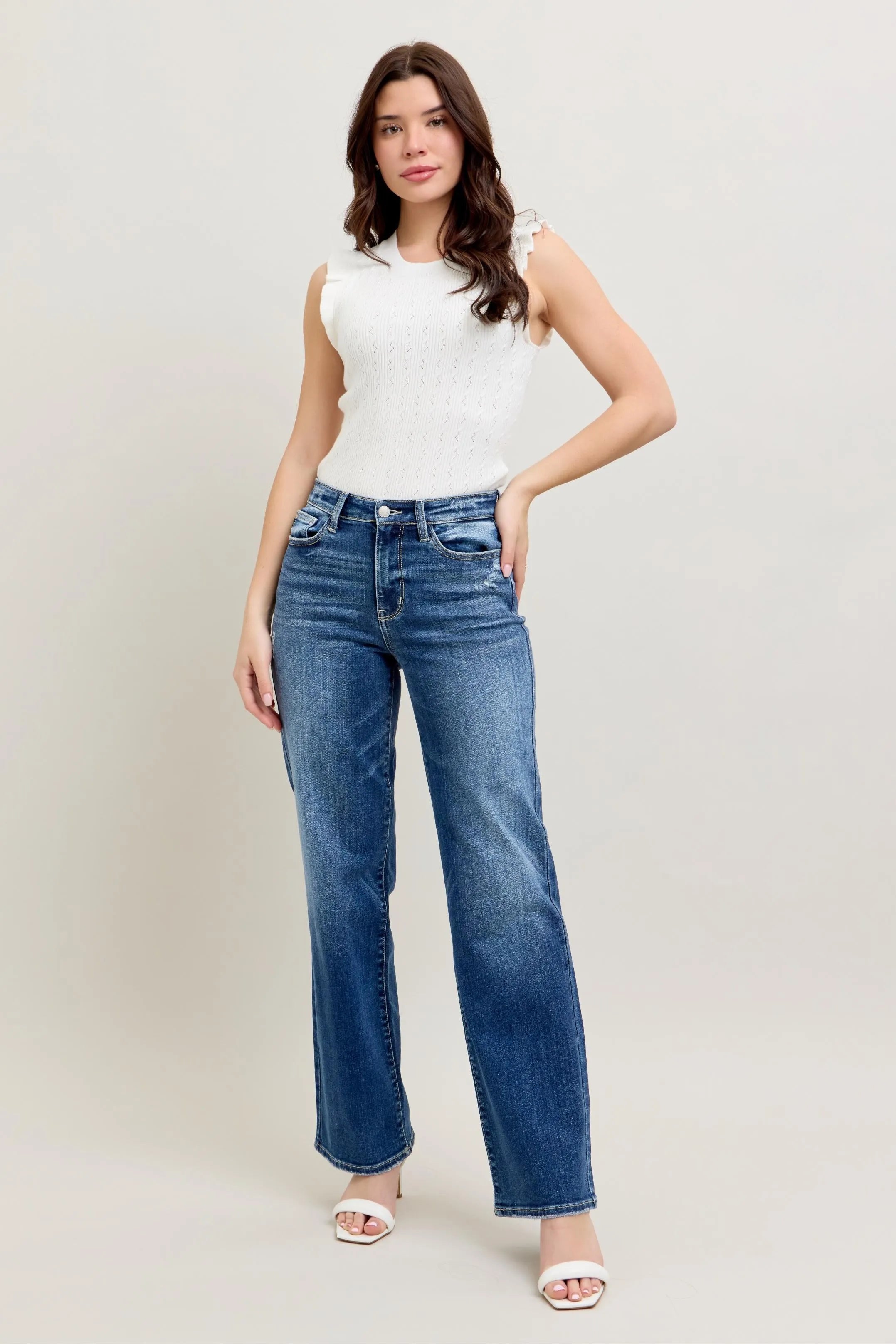 High Waist 90's Straight Leg Jeans With Plus Size Judy Blue