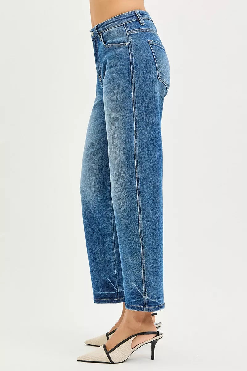 Slouchy Cropped Barrel Jeans Risen