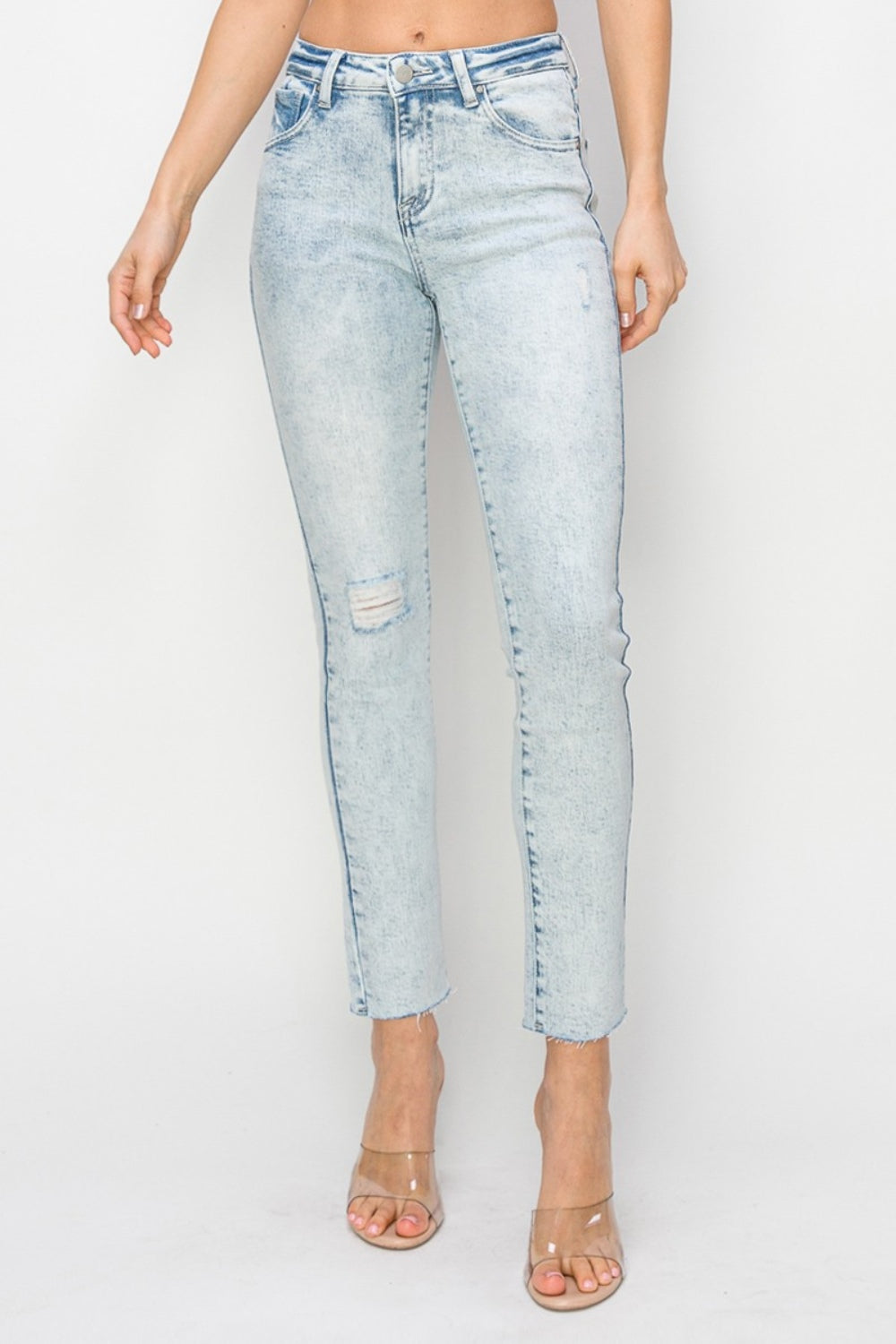 High Rise Distressed Skinny Jeans Risen   