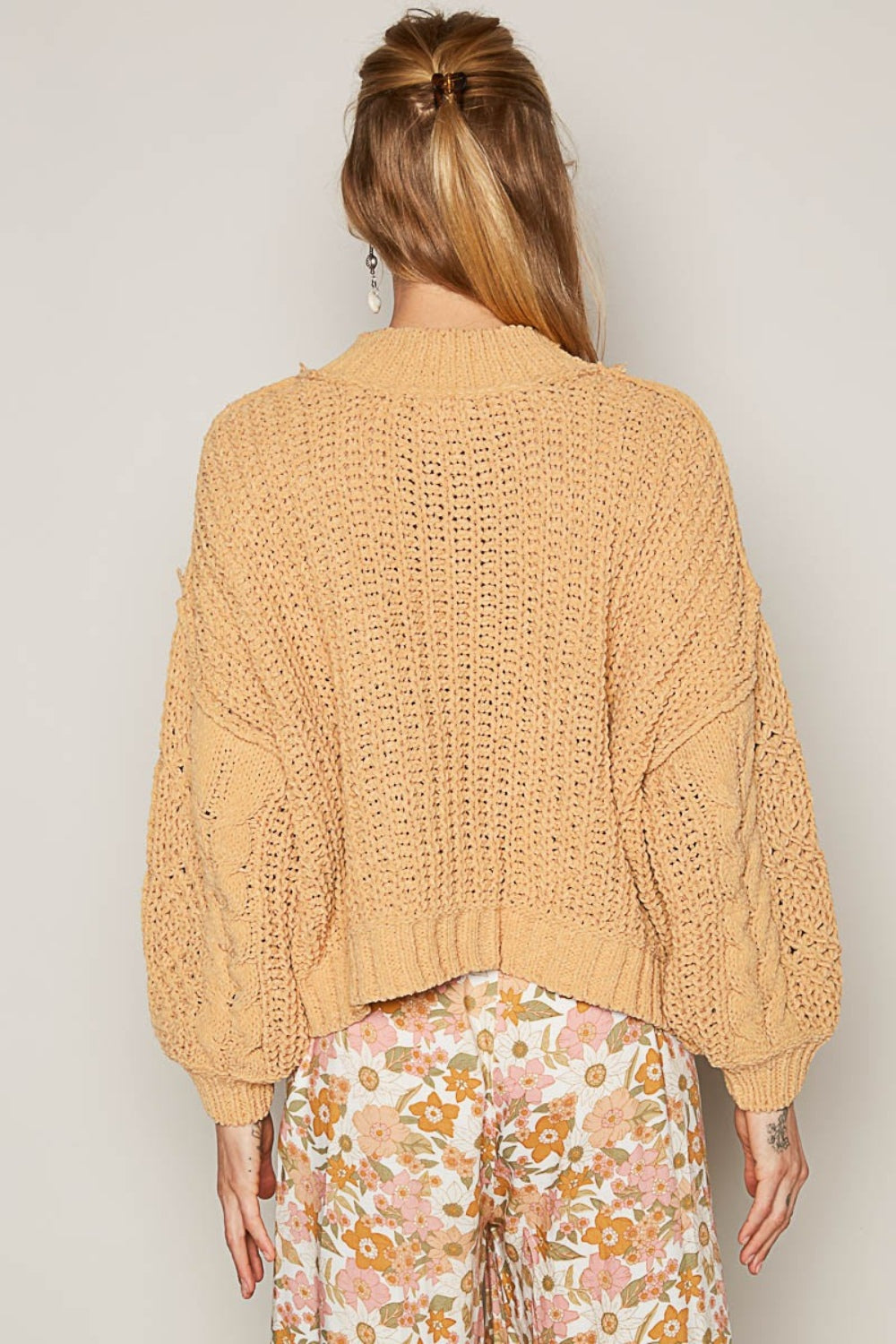 Mock Neck Cable Knit Sweater POL   