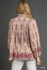Floral Boho Peasant Blouse Umgee