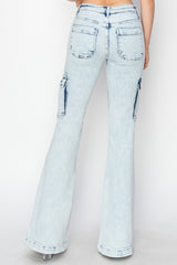 High Rise Cargo Flare Jeans Risen   