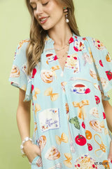 Abstract Print Flutter Sleeve Midi Dress Umgee