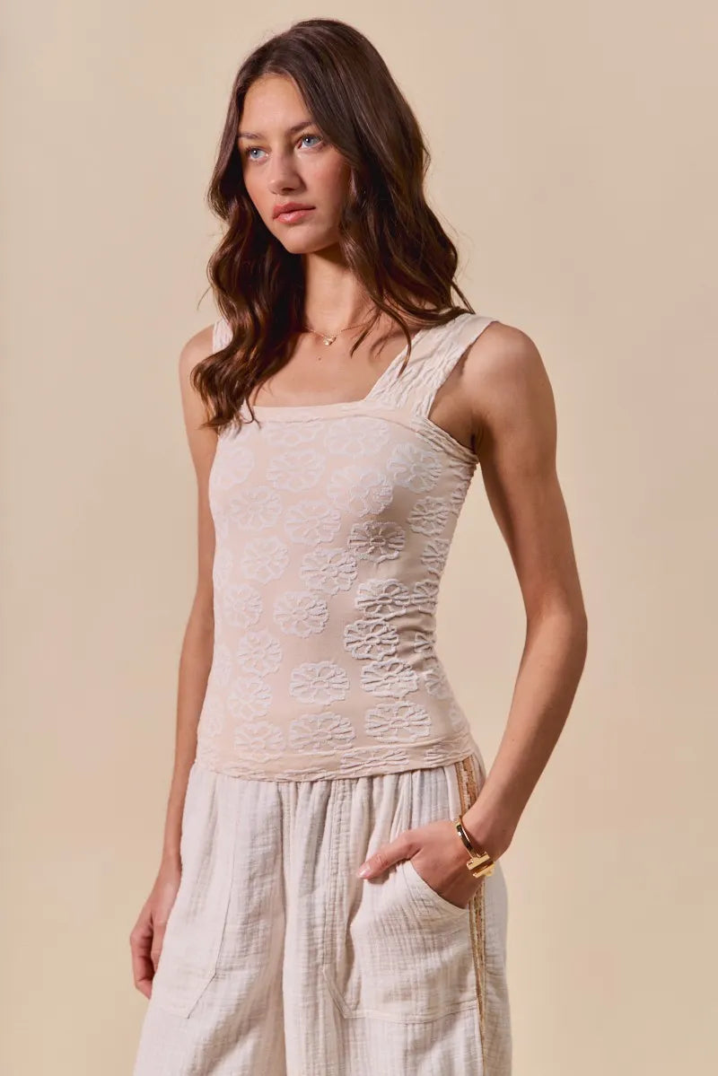 Two Tone Floral Seamless Tank Top So Me