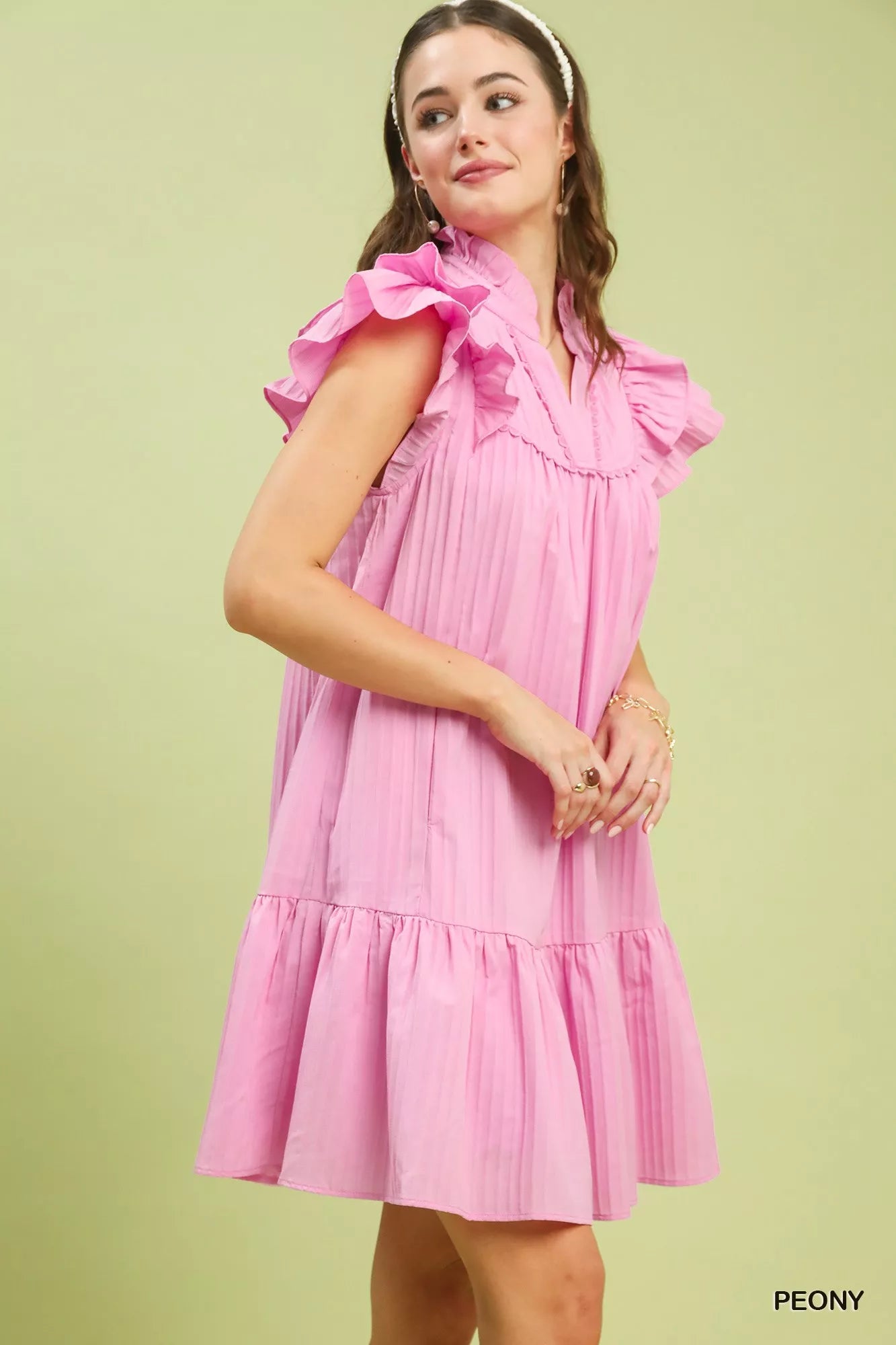 Flutter Sleeve Tiered Dress Umgee