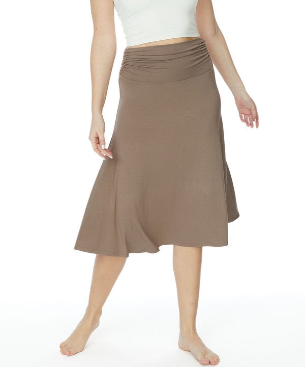 Bamboo Flared Mid Length Skirt Fabina   