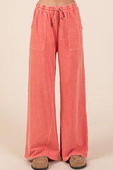 Mineral Wash French Terry Drawstring Wide Leg Pants Mittoshop