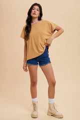 Stripe Soft Brushed Knit Dolman Sleeve Top Annie Wear
