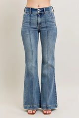 High-Waist Flare Denim Jeans with Front Seam With Plus Size Judy Blue