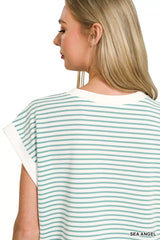 Stripe Contrast Trim Top & Shorts Set ZENANA
