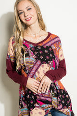 Paisley Mixed Boxy Top - Plus e Luna   