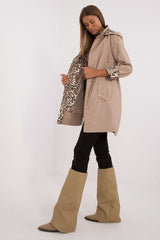 Hooded Lightweight Trench Coat with Leopard Print Lining MBM   