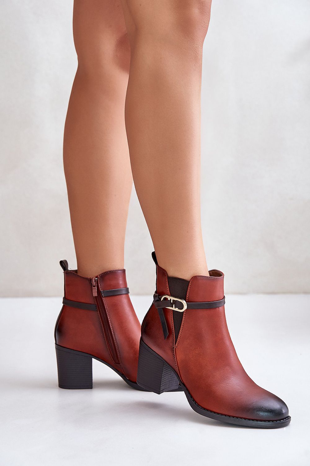 Block Heel Zip-Up Buckle Ankle Booties Step in style   