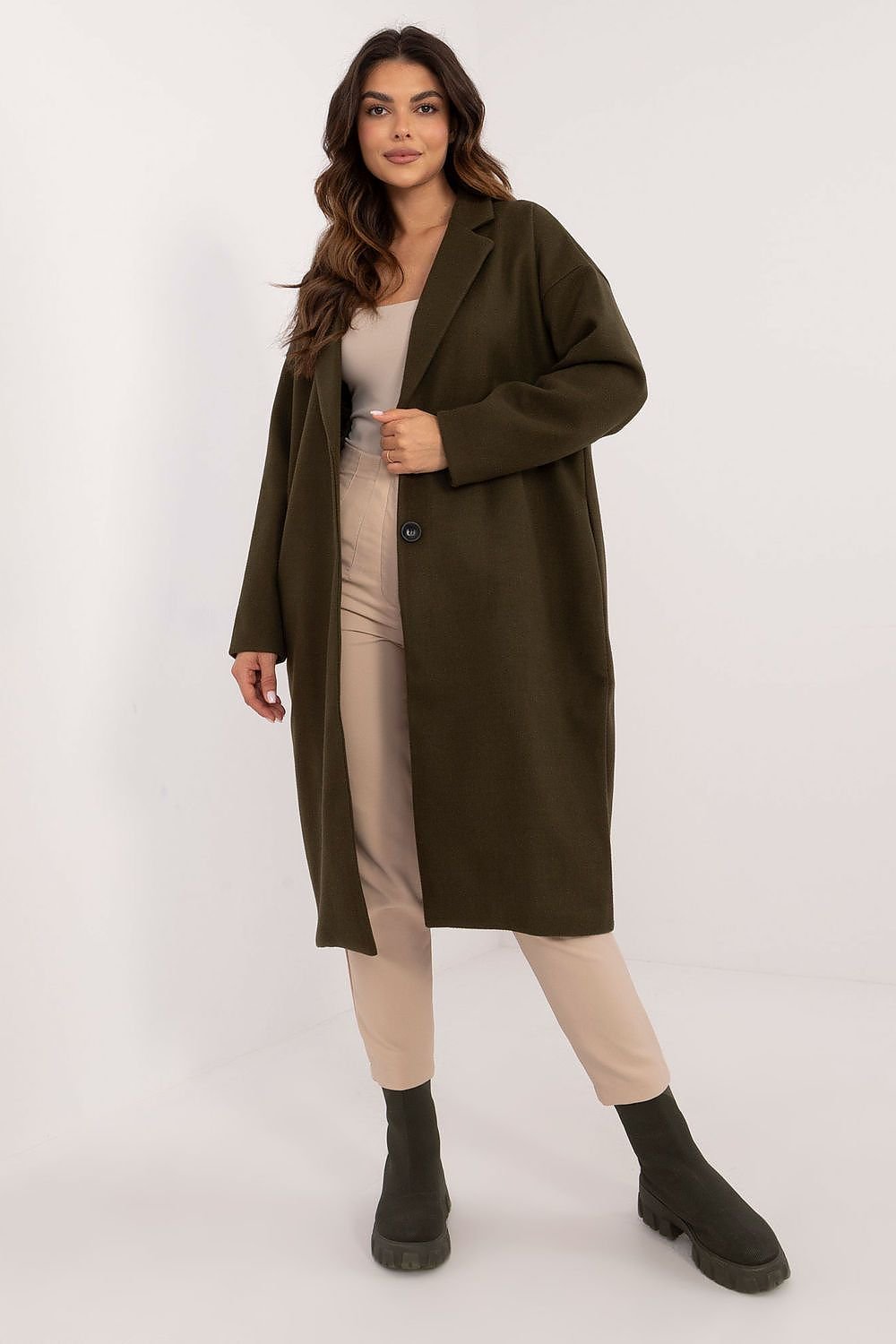 Classic Two Button Longline Coat Och Bella green S 