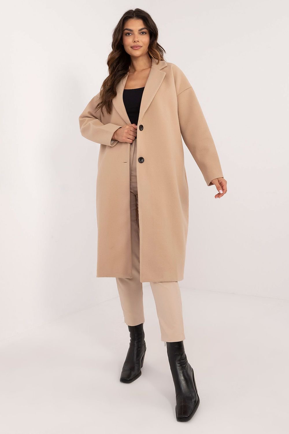 Classic Two Button Longline Coat Och Bella beige S 