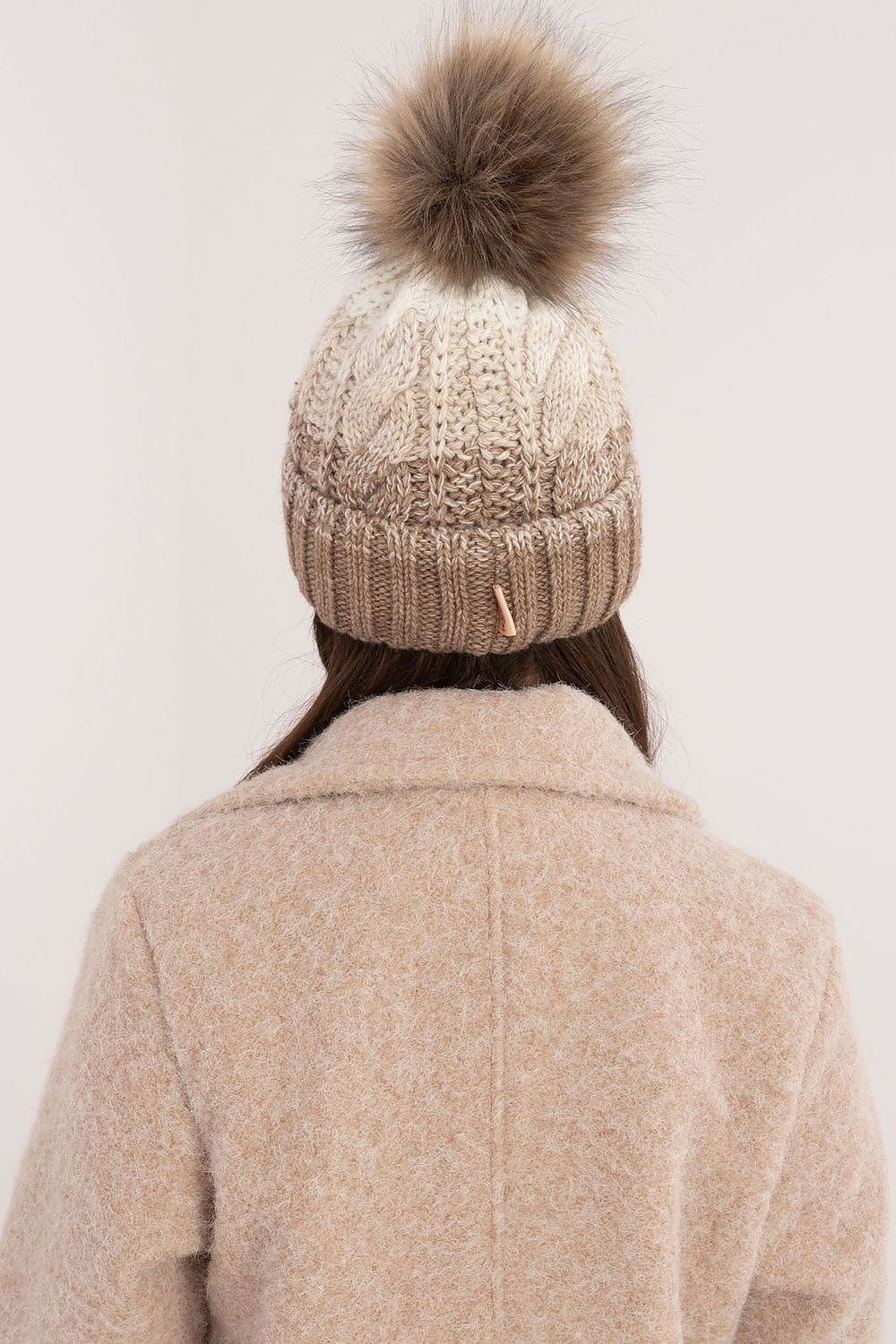 Ombre Cable Knit Pom Pom Beanie Rue Paris   