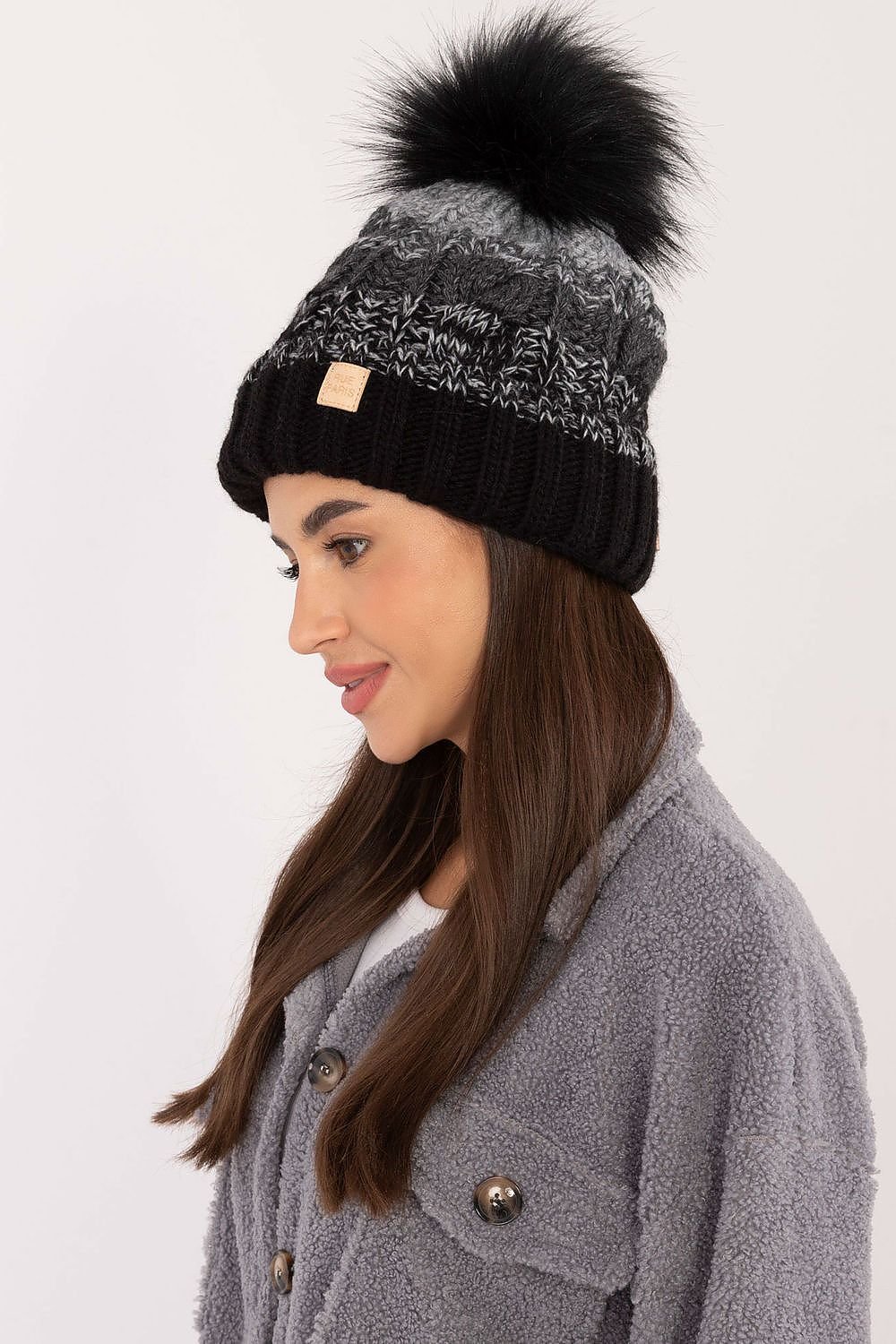 Ombre Cable Knit Pom Pom Beanie Rue Paris   