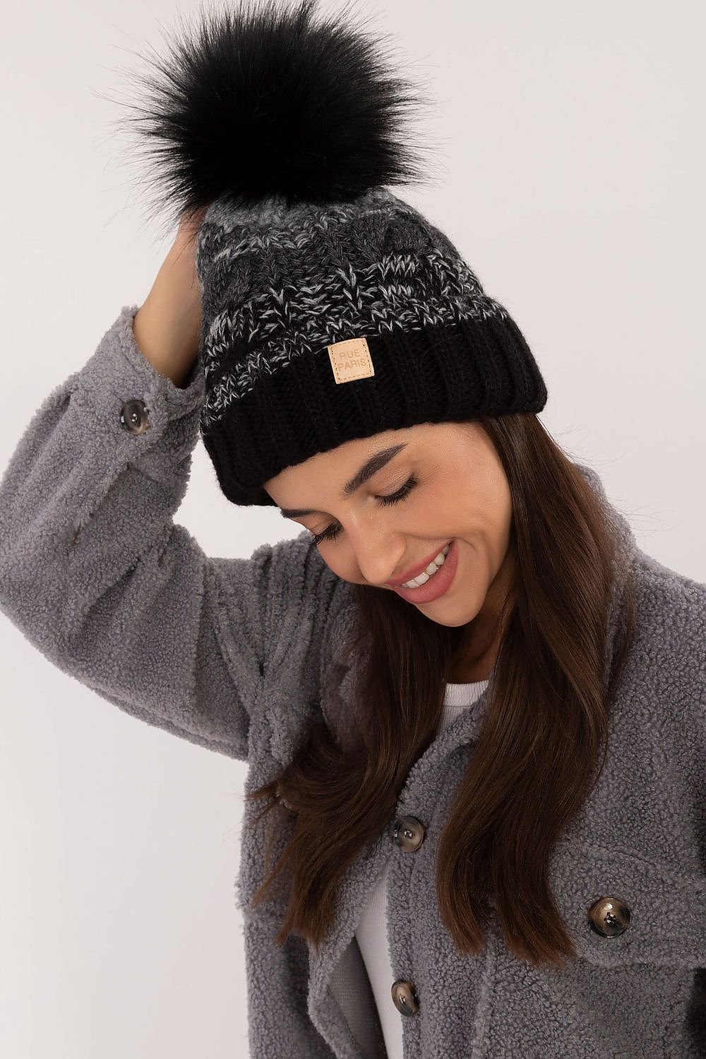 Ombre Cable Knit Pom Pom Beanie Rue Paris   