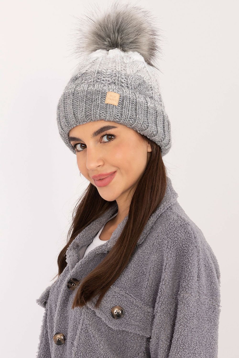 Ombre Cable Knit Pom Pom Beanie Rue Paris   