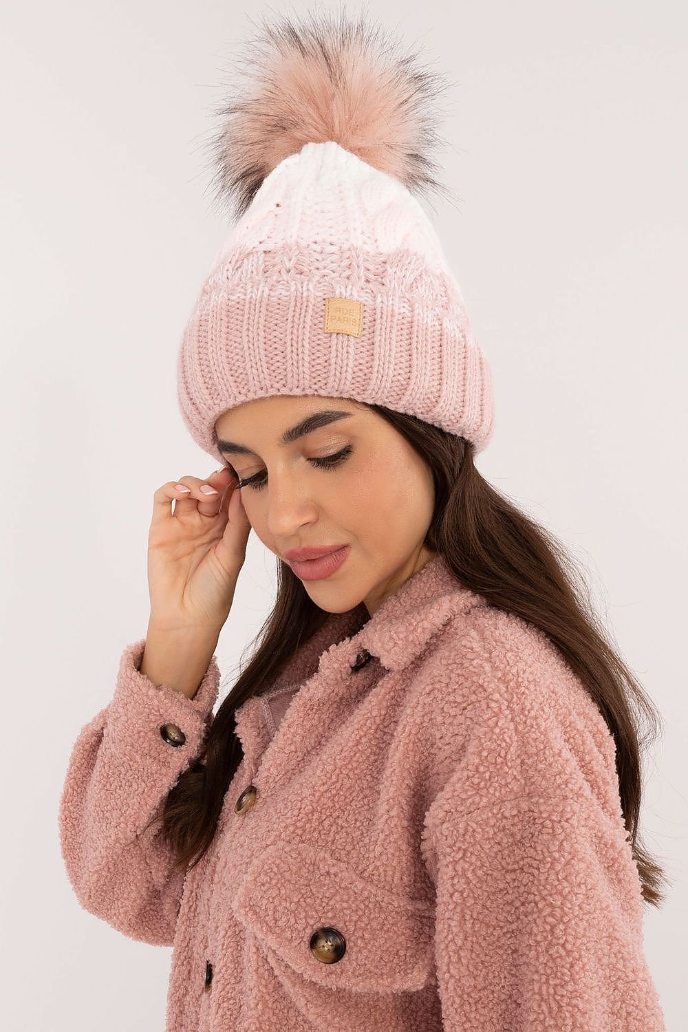 Ombre Cable Knit Pom Pom Beanie Rue Paris   