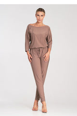 Drawstring Waist Jumpsuit Figl beige S 