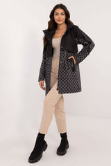 Monogram Print Mid-Length Hooded Coat MBM black S 