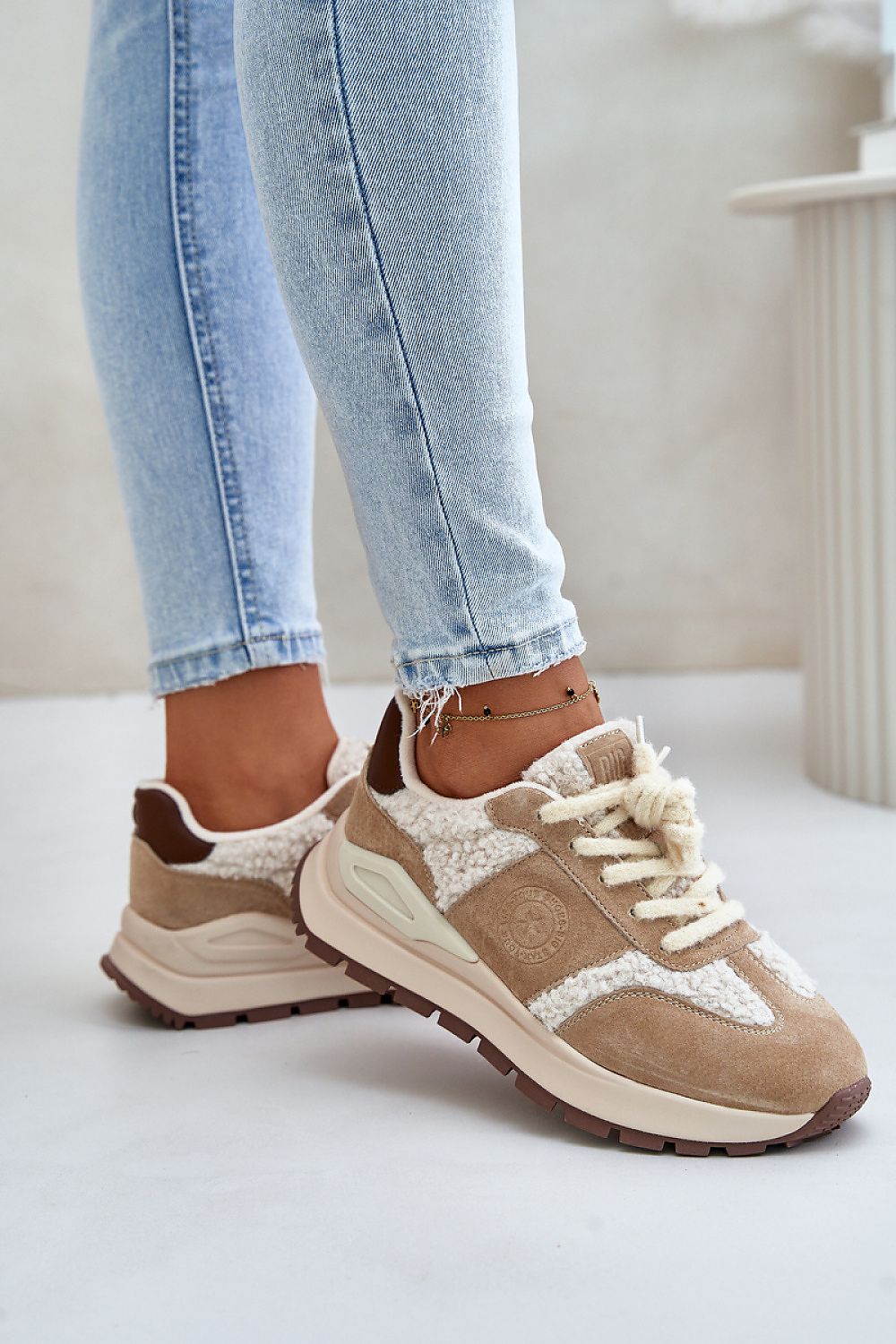 Shearling-Lined Suede Sneakers Step in style   