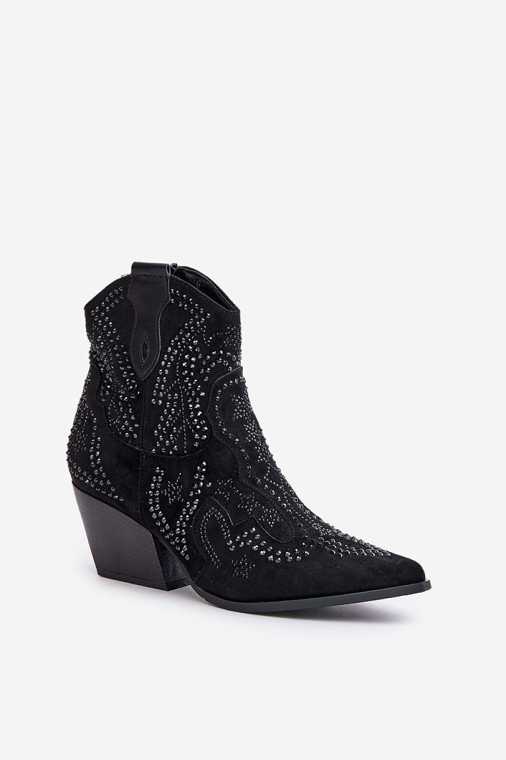 Western Heel Ankle Boots with Studded Detailing Step in style   