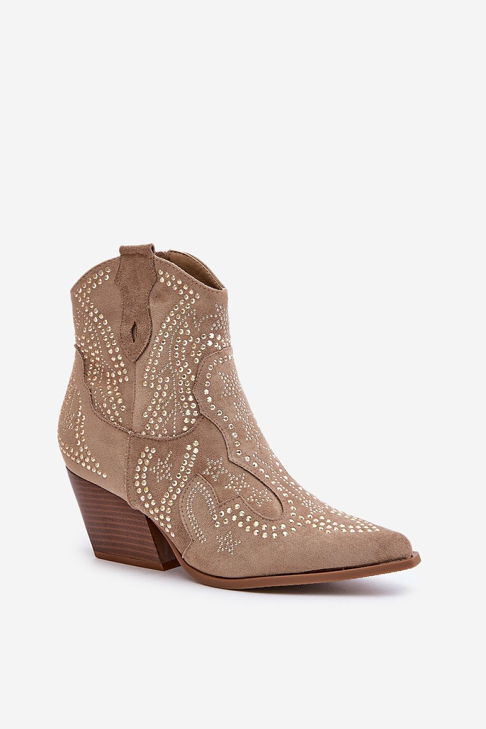 Western Heel Ankle Boots with Studded Detailing Step in style   